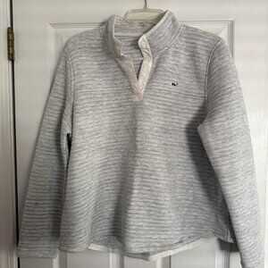 Vineyard Vines Soft Grey Pullover Quarter Snap - Women's